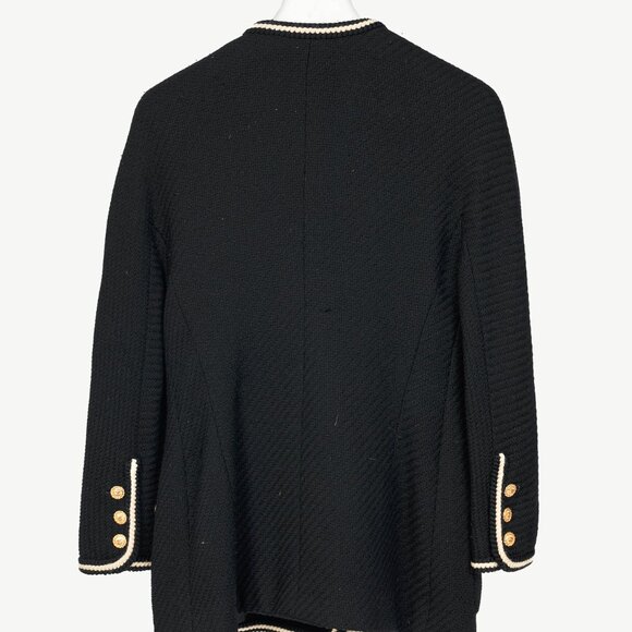 Chanel Boutique 80's Black Wool-Tweed Double-Breasted Blazer - Picture 2 of 9